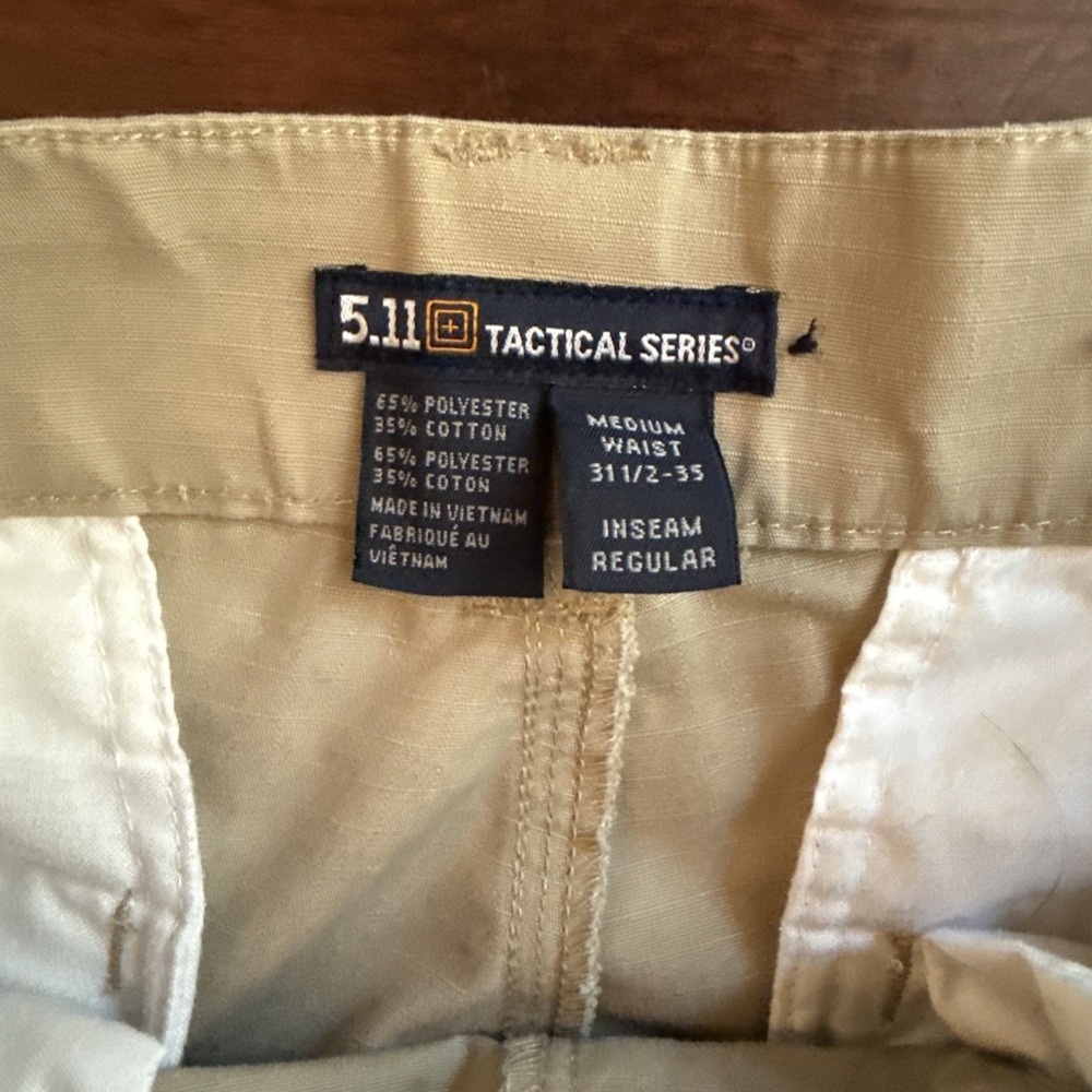 5.11 Tactical Series Pants Khaki Cargo Size‎ Medium Waist 31.5-35 Inseam Regular - Picture 4 of 9